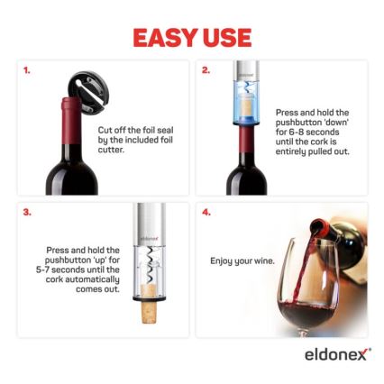 ELDONEX EWO-2200-SL - Electric wine opener 4xAA matte chrome