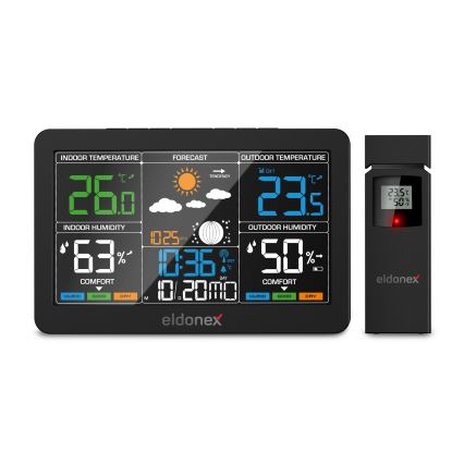 ELDONEX EWS-1010-BK - Weather station with LCD display 2xAAA black