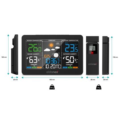 ELDONEX EWS-1010-BK - Weather station with LCD display 2xAAA black