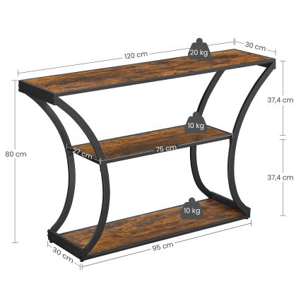 ELDUR Console Table, 120 x 30 cm, Brown/Black