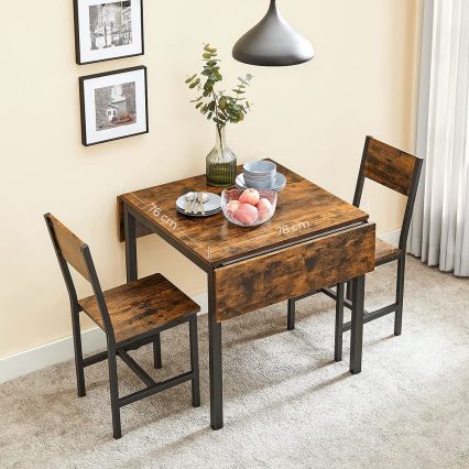 ELDUR Extendable Dining Table, Brown/Black