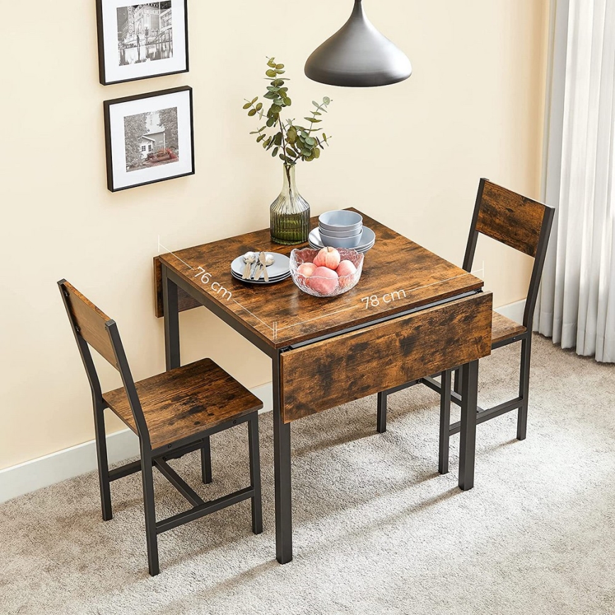 ELDUR Extendable Dining Table, Brown/Black