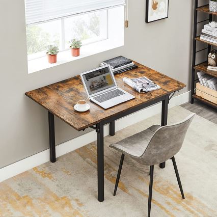 ELDUR Extendable Dining Table, Brown/Black