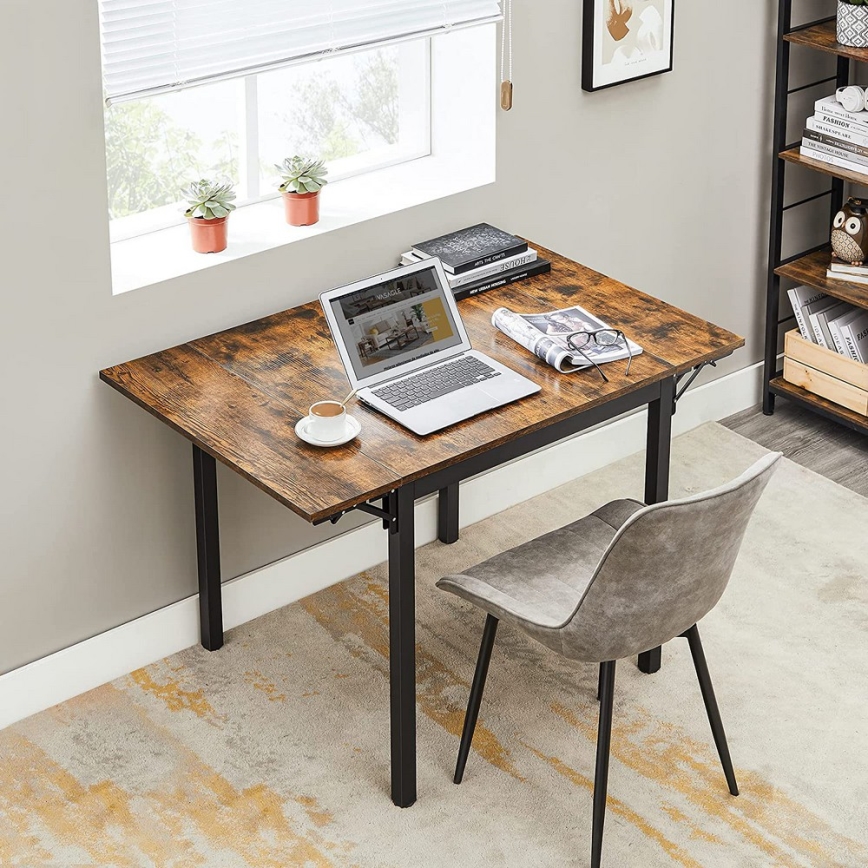 ELDUR Extendable Dining Table, Brown/Black