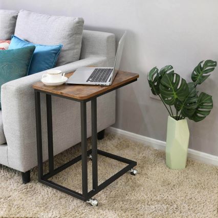 ELDUR Mobile Side Table, Brown/Black