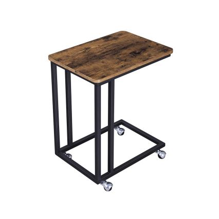 ELDUR Mobile Side Table, Brown/Black