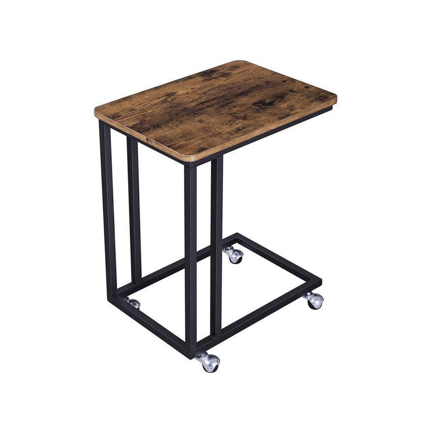 ELDUR Mobile Side Table, Brown/Black