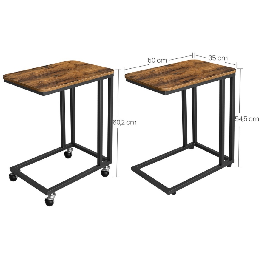 ELDUR Mobile Side Table, Brown/Black