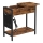 ELDUR side table with built-in power outlets and USB ports, brown/black