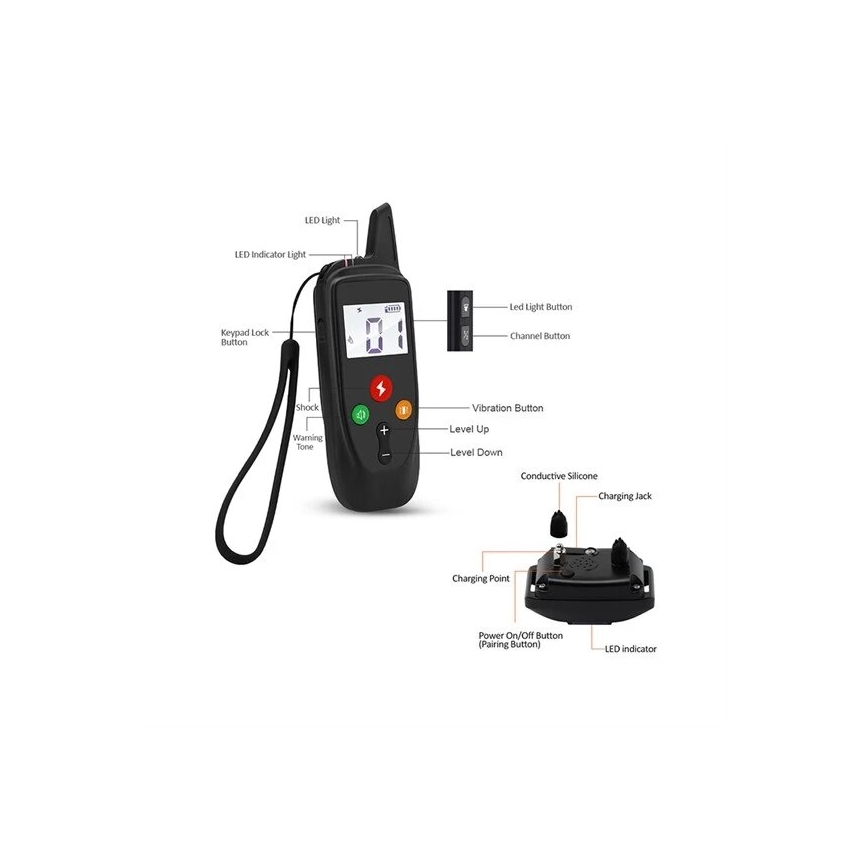 Electric dog training collar 52cm 500m 3,7V 300 mAh IP67