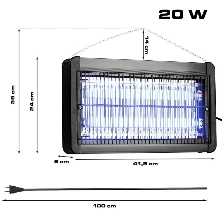 Electric insect zapper 2x10W/230V 100 m²