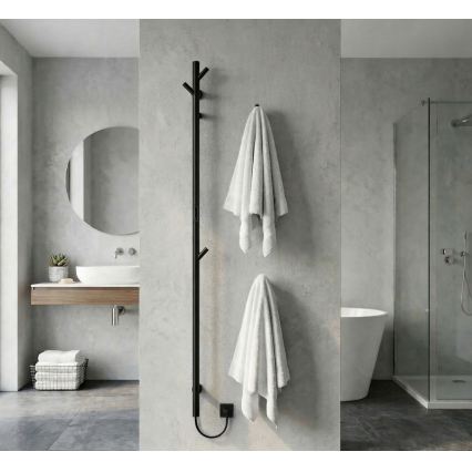 Electric Towel Rail, 172 cm, 46 W, Black