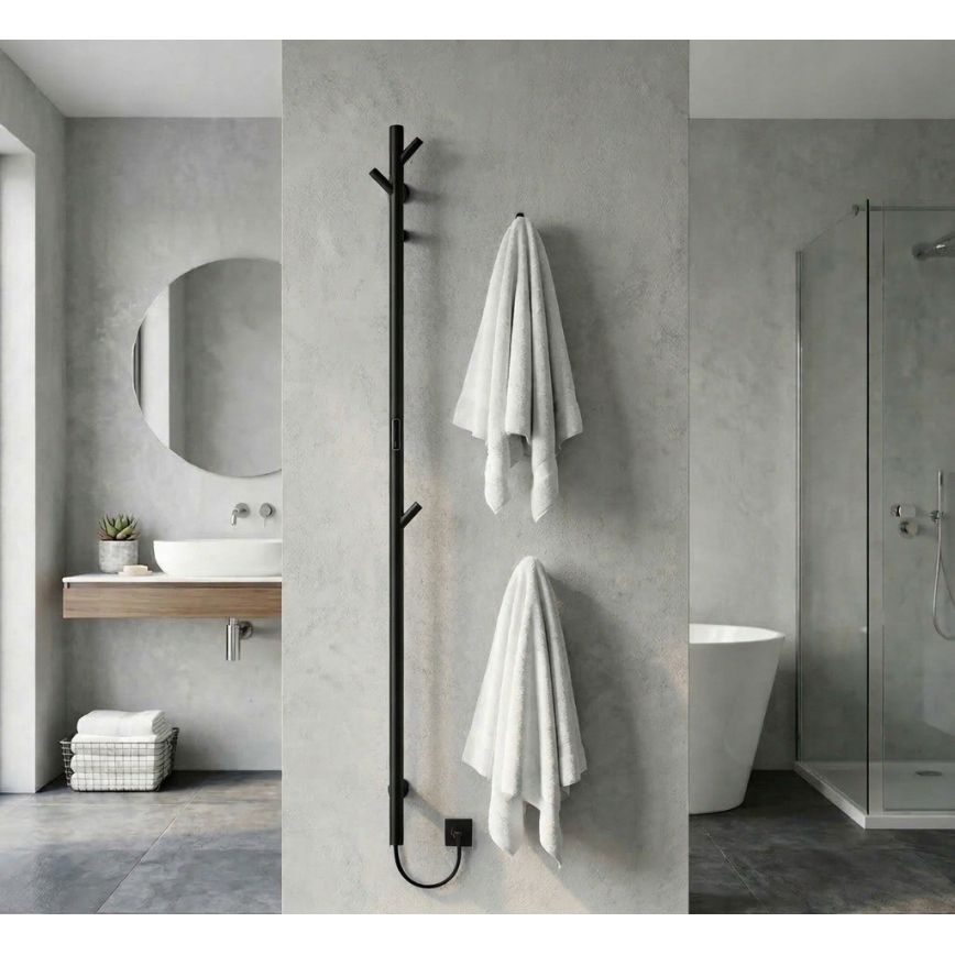 Electric Towel Rail, 172 cm, 46 W, Black
