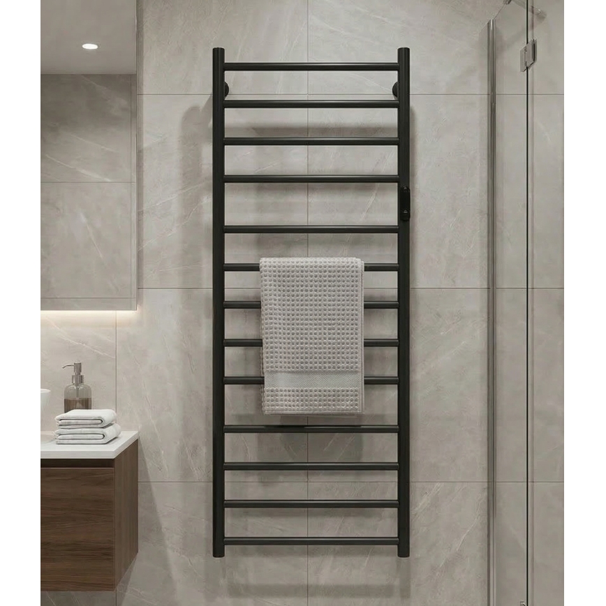 Electric Towel Warmer 45 x 132 cm, 180 W, Stainless Steel/Black