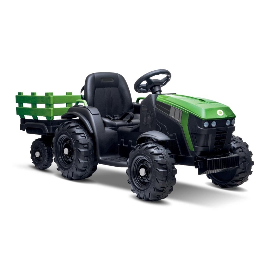 Electric tractor with trailer 2x30W/7000 mAh black/green + remote control