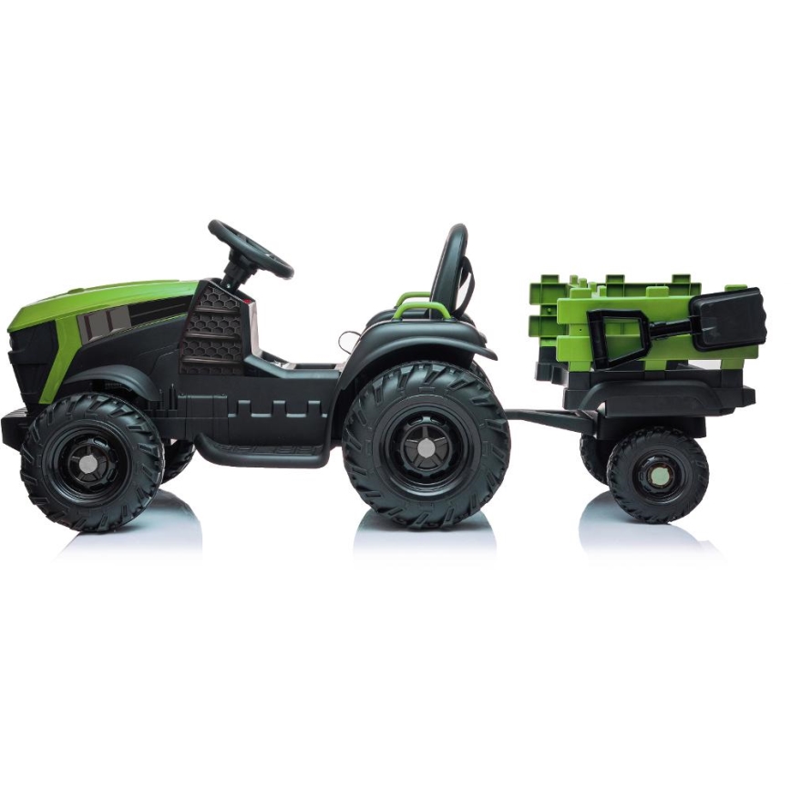 Electric tractor with trailer 2x30W/7000 mAh black/green + remote control