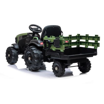 Electric tractor with trailer 2x30W/7000 mAh black/green + remote control