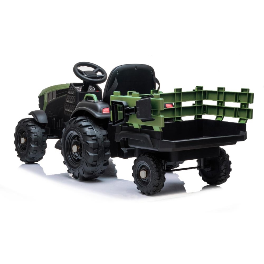 Electric tractor with trailer 2x30W/7000 mAh black/green + remote control