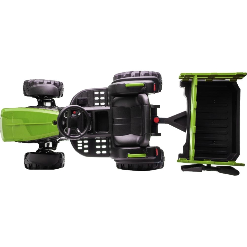 Electric tractor with trailer 2x30W/7000 mAh black/green + remote control