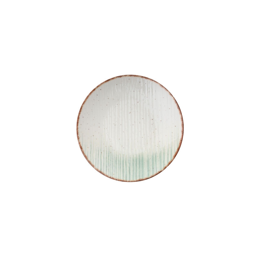 Elegant 24-piece porcelain dinnerware set in white and green