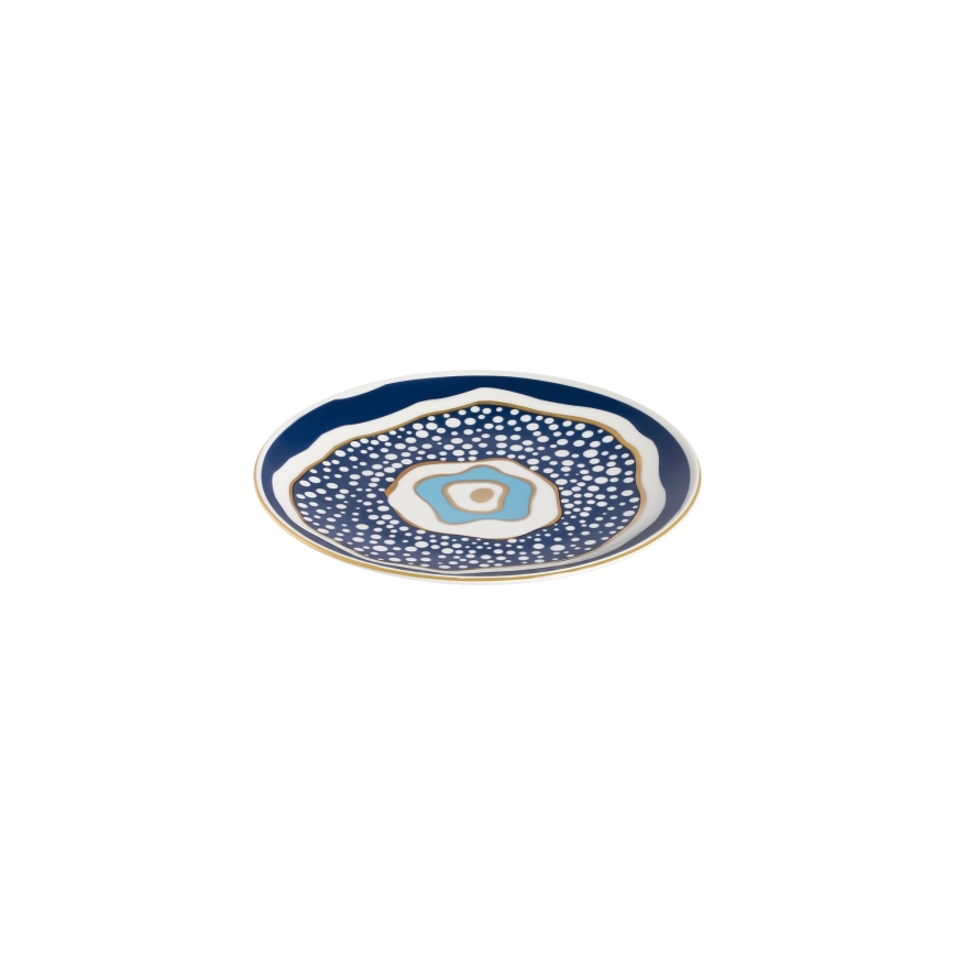 Elegant 24-piece porcelain dinnerware set in white, blue and gold