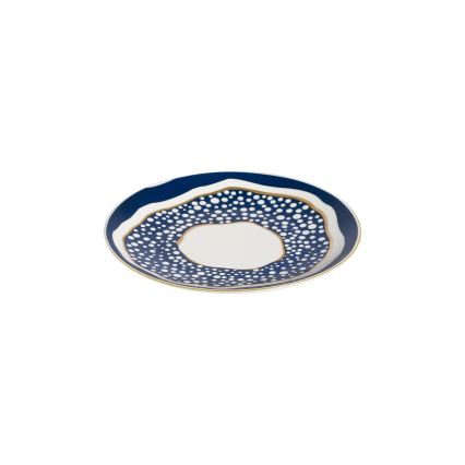 Elegant 24-piece porcelain dinnerware set in white, blue and gold