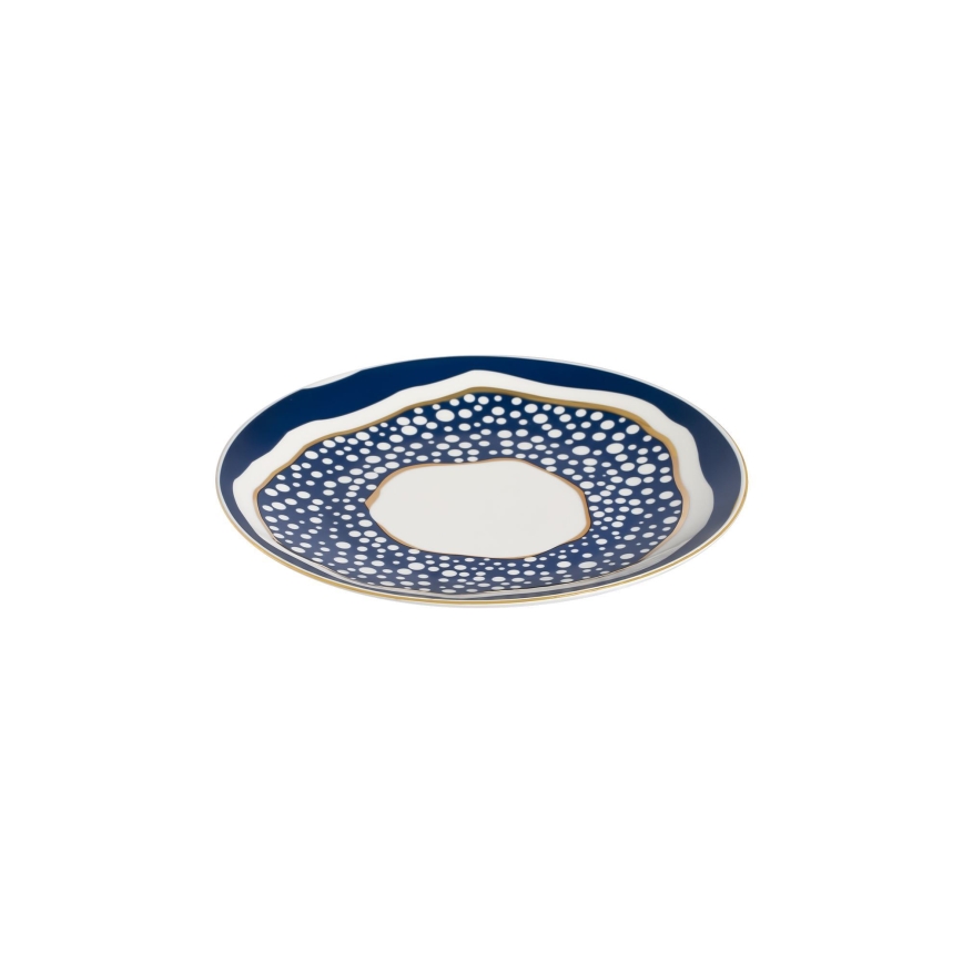 Elegant 24-piece porcelain dinnerware set in white, blue and gold