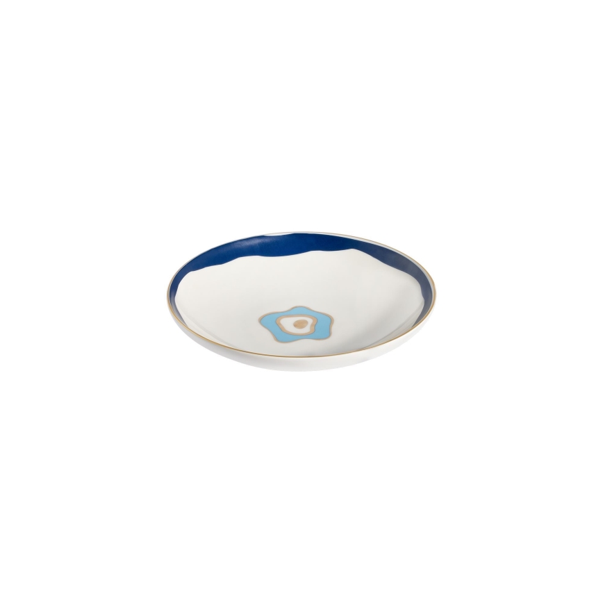 Elegant 24-piece porcelain dinnerware set in white, blue and gold