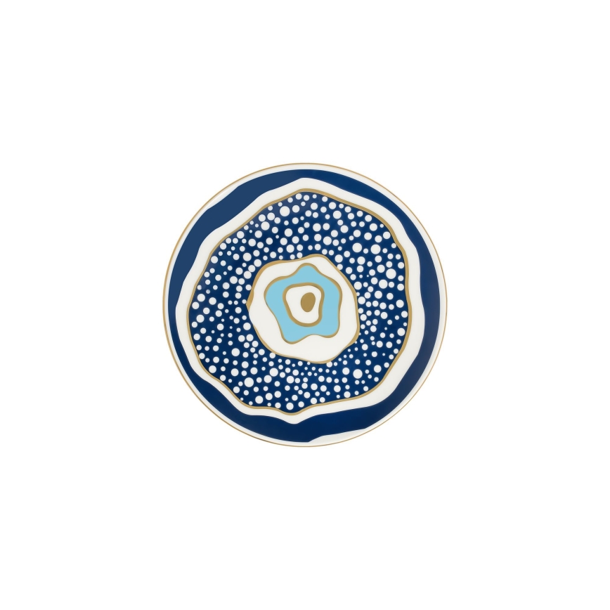 Elegant 24-piece porcelain dinnerware set in white, blue and gold