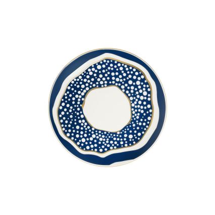 Elegant 24-piece porcelain dinnerware set in white, blue and gold
