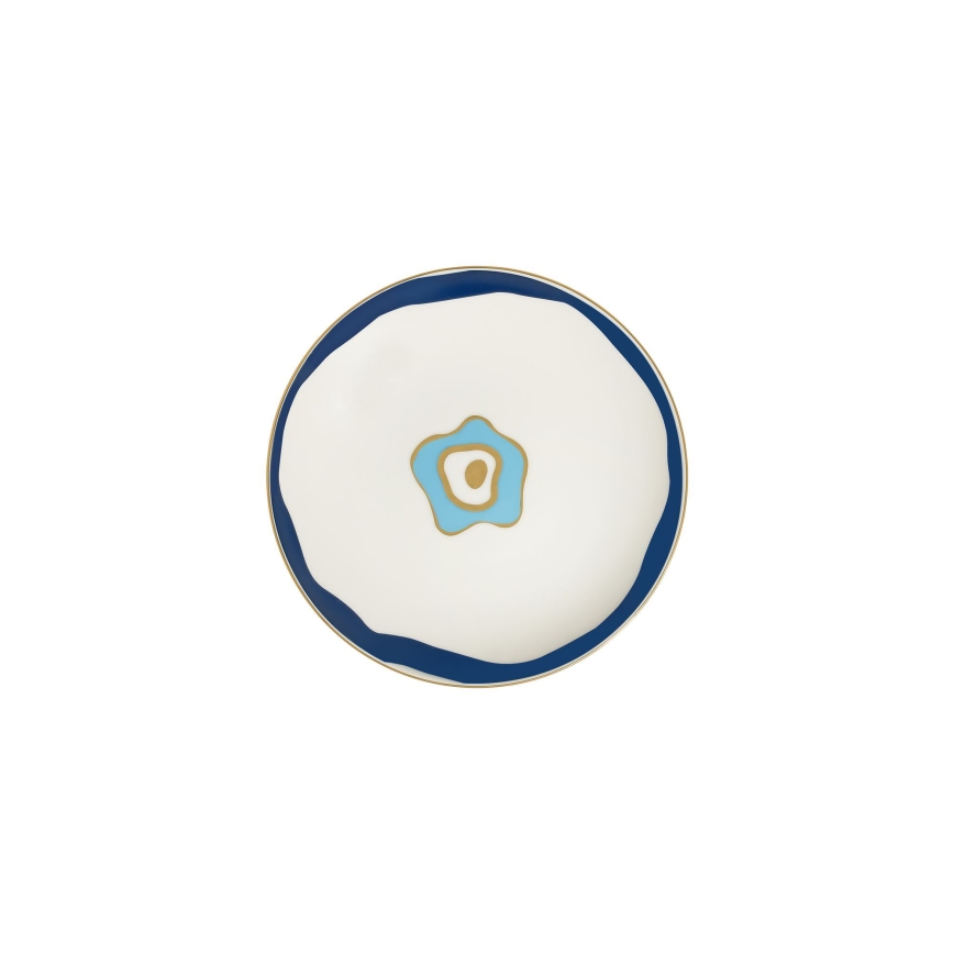 Elegant 24-piece porcelain dinnerware set in white, blue and gold