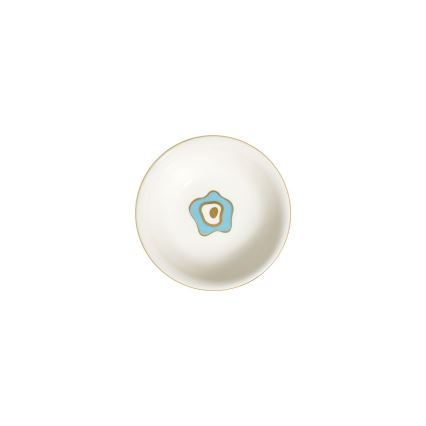 Elegant 24-piece porcelain dinnerware set in white, blue and gold