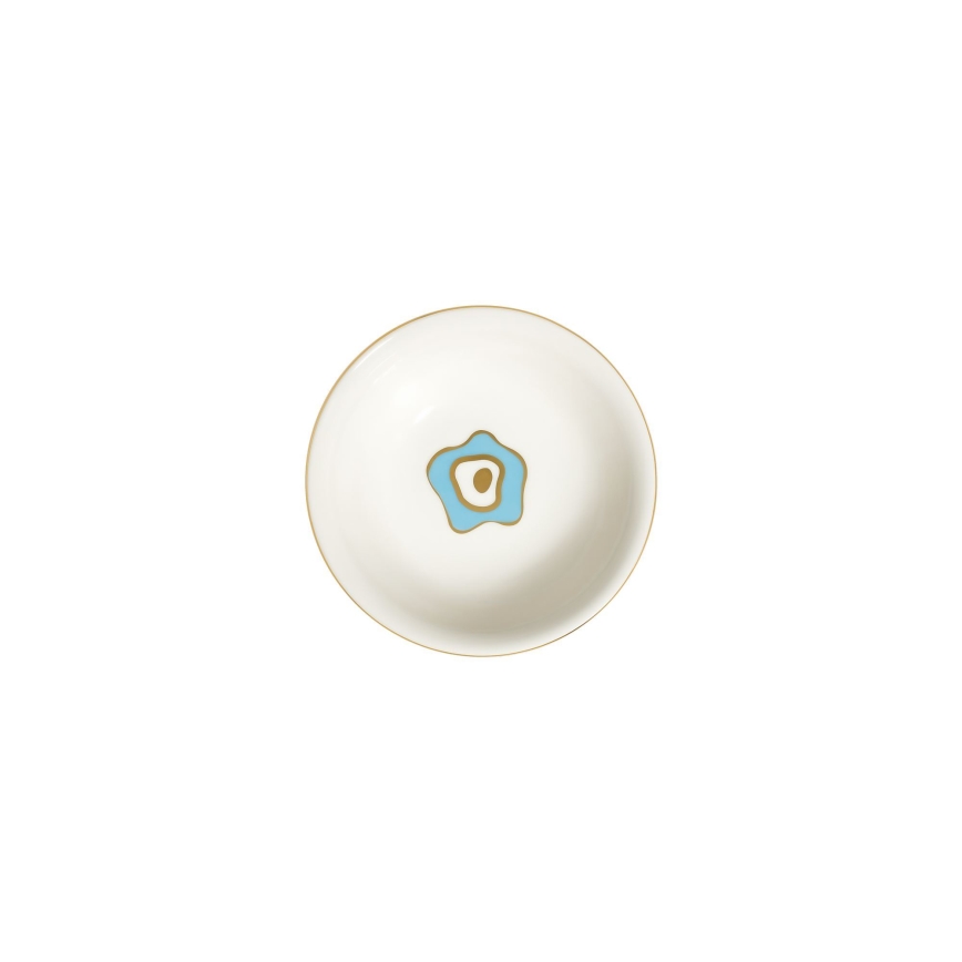 Elegant 24-piece porcelain dinnerware set in white, blue and gold