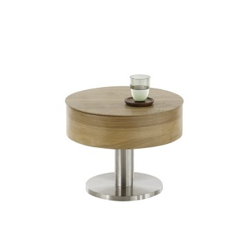 ELEMENT lift-top coffee table, Ø 60 cm, oak/silver