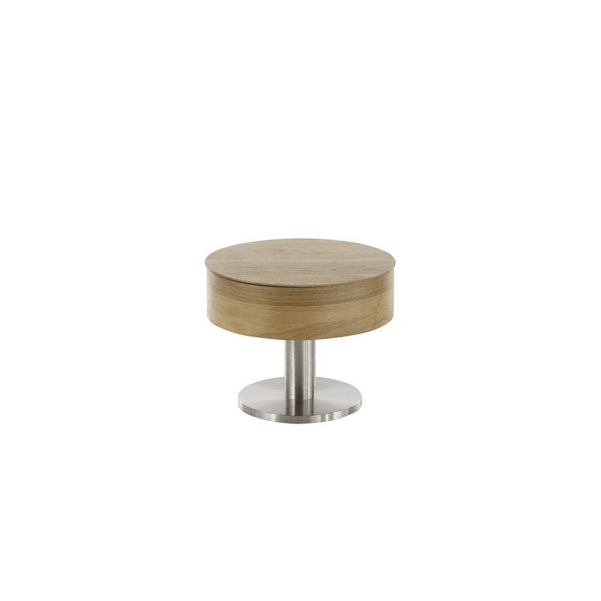 ELEMENT lift-top coffee table, Ø 60 cm, oak/silver
