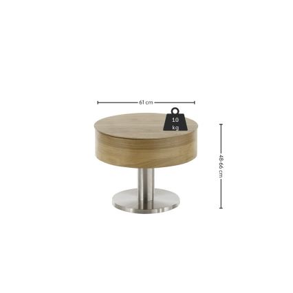 ELEMENT lift-top coffee table, Ø 60 cm, oak/silver