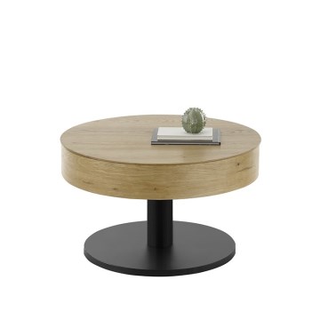 ELEMENT lift-top coffee table, Ø 75 cm, oak/black