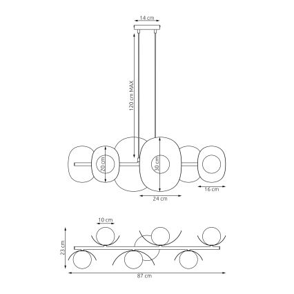 ELEMENTI Cable Pendant Chandelier 6xG9/8W/230V White
