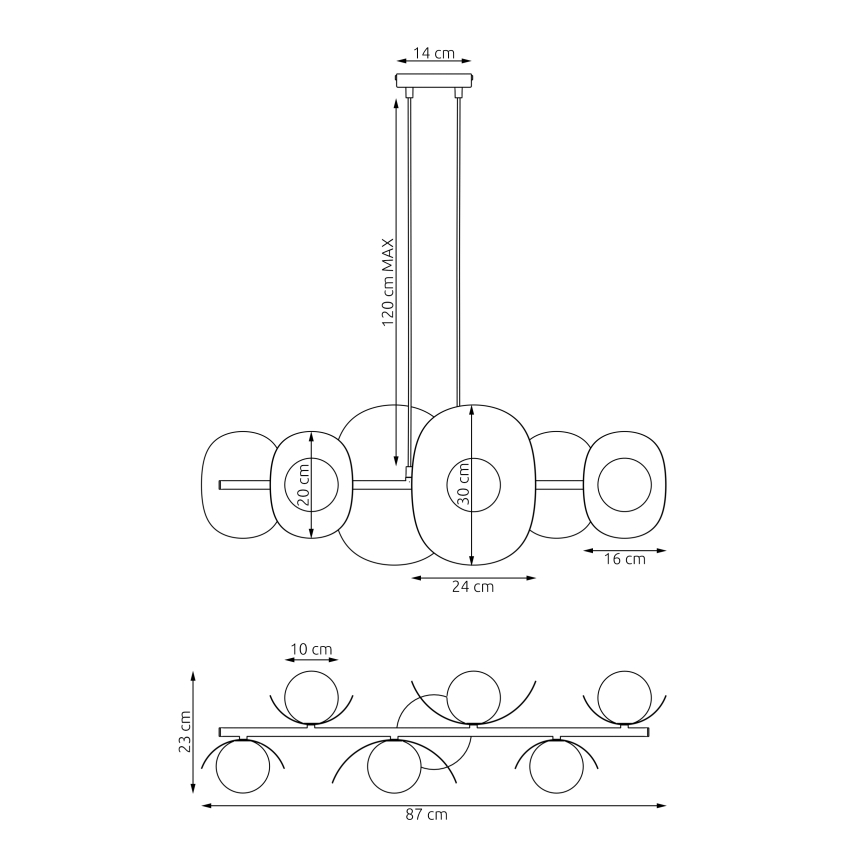 ELEMENTI Cable Pendant Chandelier 6xG9/8W/230V White