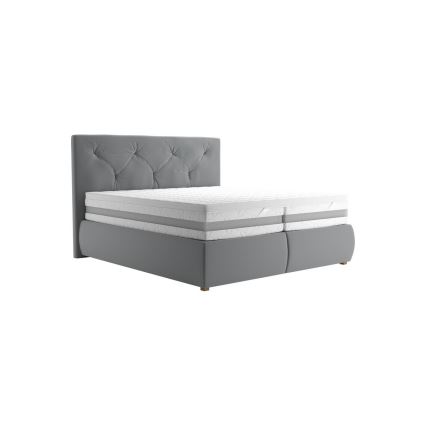 ELEN 180x200 cm Grey Box Spring Bed with Mattress and Topper
