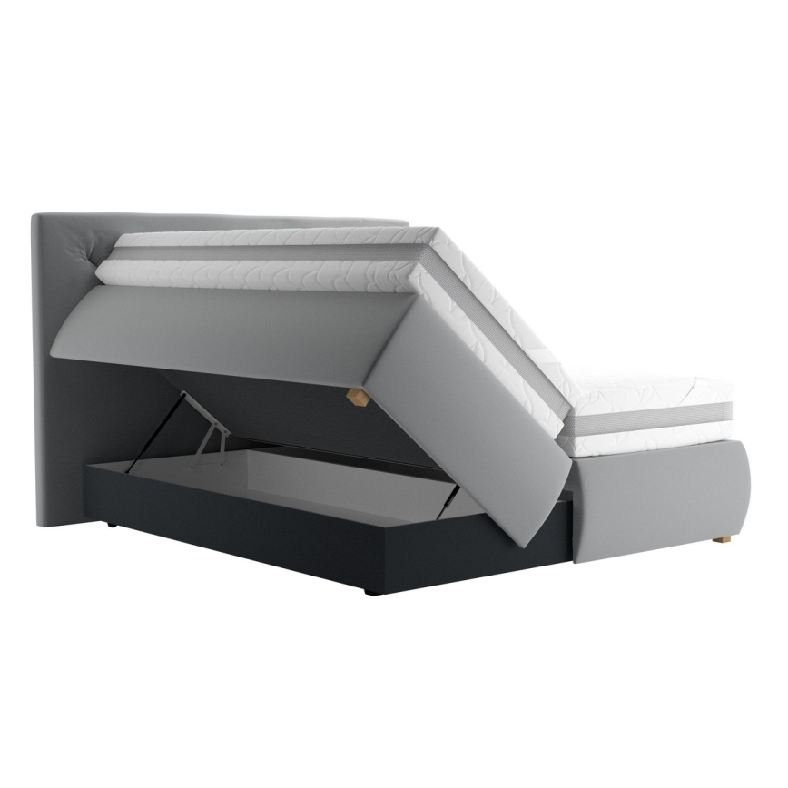 ELEN 180x200 cm Grey Box Spring Bed with Mattress and Topper