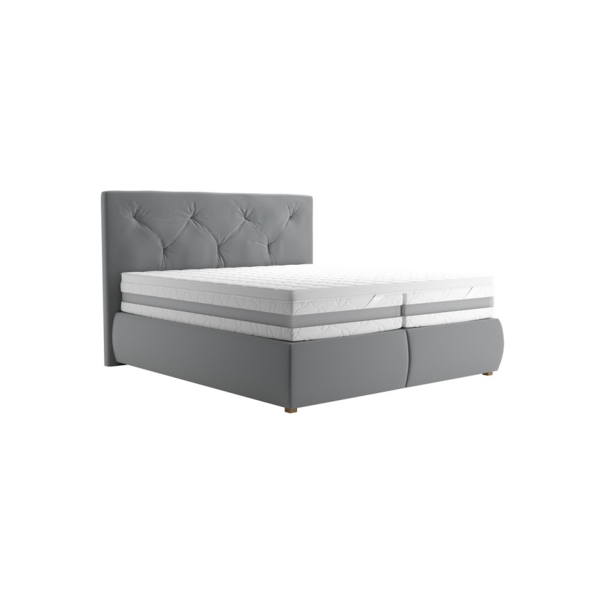 ELEN Boxspring Bed with Mattress and Topper 180x200 cm, Grey
