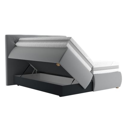 ELEN Boxspring Bed with Mattress and Topper 180x200 cm, Grey
