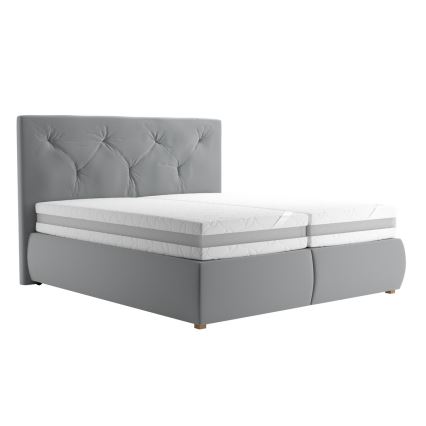 ELEN Boxspring Bed with Mattress and Topper 180x200 cm, Grey