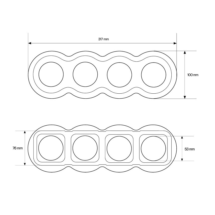 Elhard - Ceramic Retro 4-Gang Frame, White