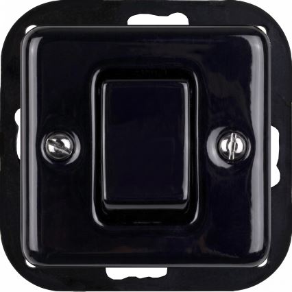 Elhard - Ceramic Retro 4-Way Switch with Wide Rocker and Frame No. 7, Black