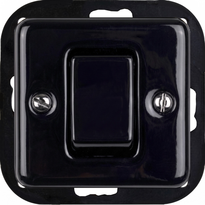 Elhard - Ceramic Retro 4-Way Switch with Wide Rocker and Frame No. 7, Black