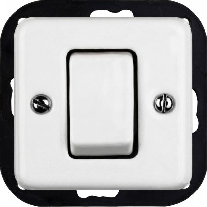 Elhard - Retro ceramic intermediate (4-way) switch with wide rocker, frame No. 7, white