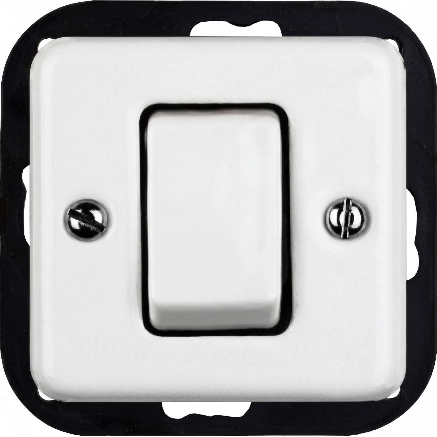Elhard - Retro ceramic intermediate (4-way) switch with wide rocker, frame No. 7, white