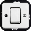 Elhard - Ceramic retro 4-way switch with wide rocker, frameless, No. 7, white